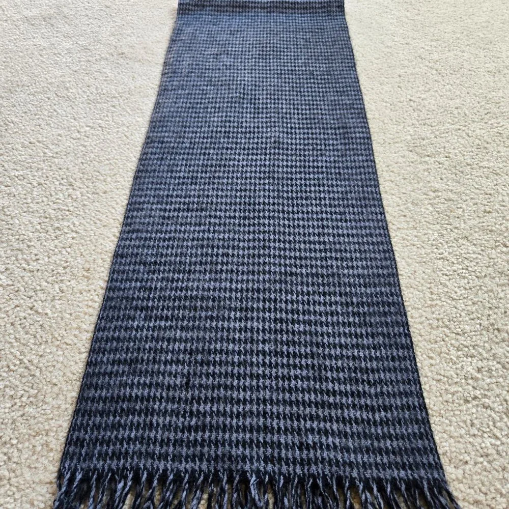 Black and Grey Cashmere Houndstooth Scarf Black Grey
